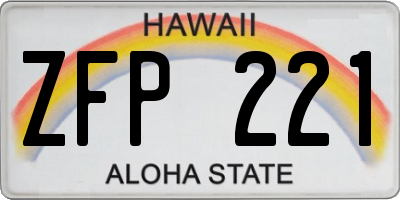 HI license plate ZFP221