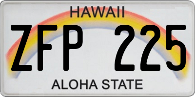 HI license plate ZFP225