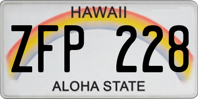 HI license plate ZFP228
