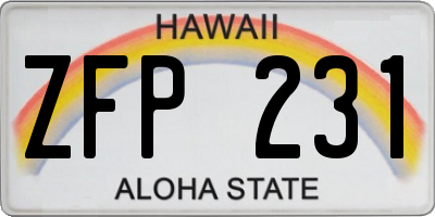 HI license plate ZFP231