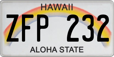 HI license plate ZFP232