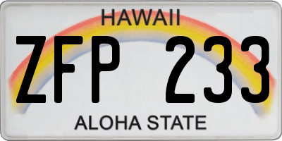HI license plate ZFP233