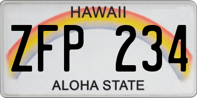 HI license plate ZFP234