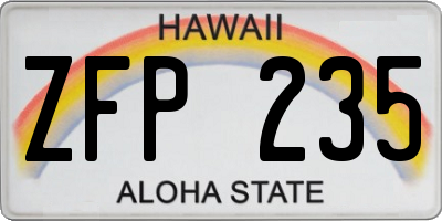 HI license plate ZFP235