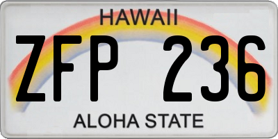 HI license plate ZFP236
