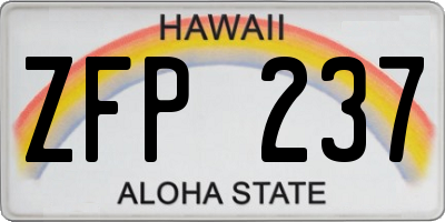 HI license plate ZFP237