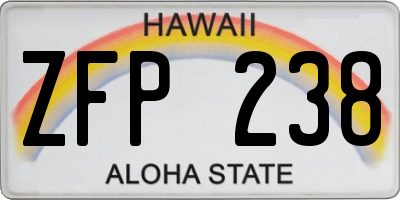 HI license plate ZFP238