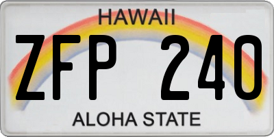 HI license plate ZFP240