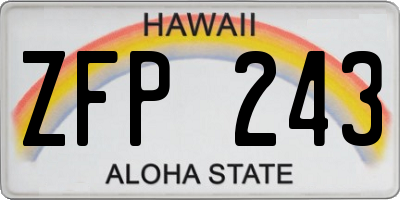 HI license plate ZFP243