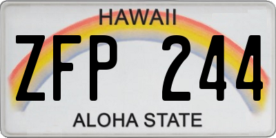 HI license plate ZFP244