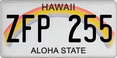 HI license plate ZFP255