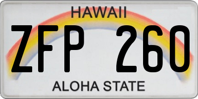 HI license plate ZFP260