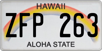 HI license plate ZFP263