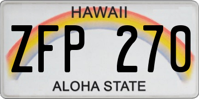 HI license plate ZFP270