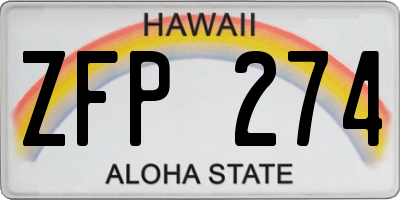 HI license plate ZFP274