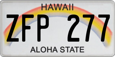 HI license plate ZFP277