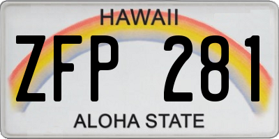 HI license plate ZFP281