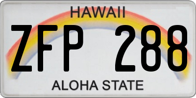 HI license plate ZFP288