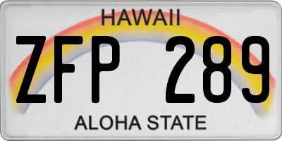HI license plate ZFP289