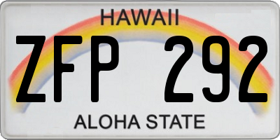 HI license plate ZFP292