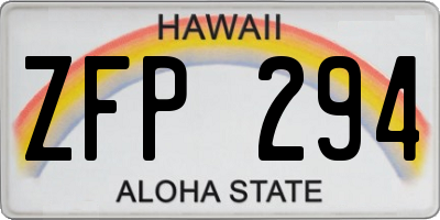 HI license plate ZFP294