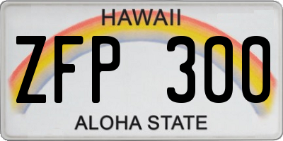 HI license plate ZFP300