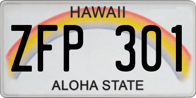 HI license plate ZFP301