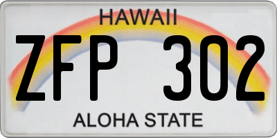 HI license plate ZFP302