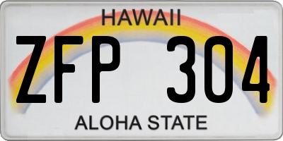 HI license plate ZFP304