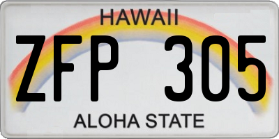 HI license plate ZFP305
