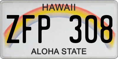 HI license plate ZFP308