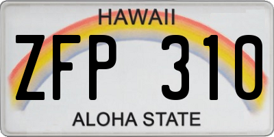 HI license plate ZFP310