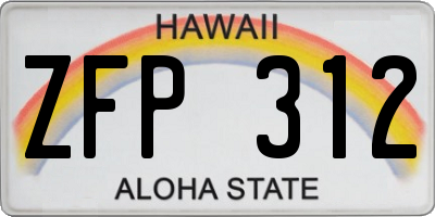 HI license plate ZFP312