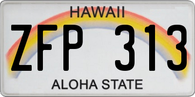 HI license plate ZFP313