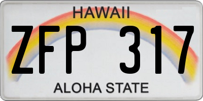 HI license plate ZFP317