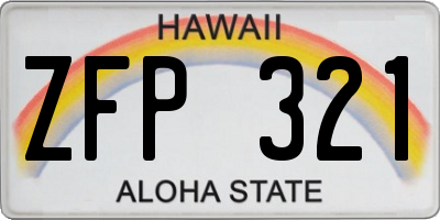 HI license plate ZFP321