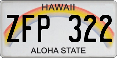 HI license plate ZFP322