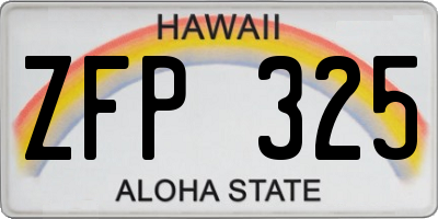 HI license plate ZFP325