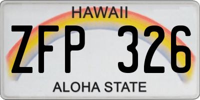 HI license plate ZFP326
