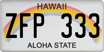 HI license plate ZFP333