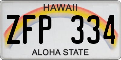 HI license plate ZFP334