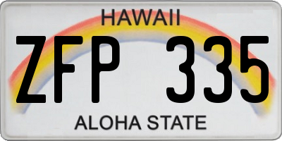 HI license plate ZFP335