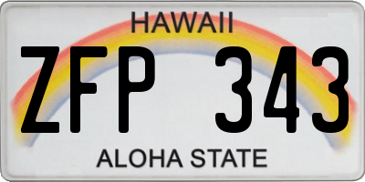 HI license plate ZFP343