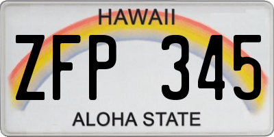 HI license plate ZFP345