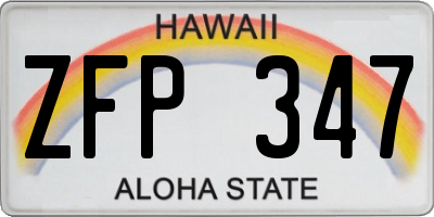 HI license plate ZFP347