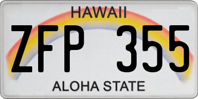 HI license plate ZFP355