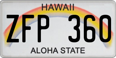 HI license plate ZFP360