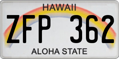 HI license plate ZFP362
