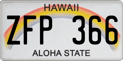 HI license plate ZFP366