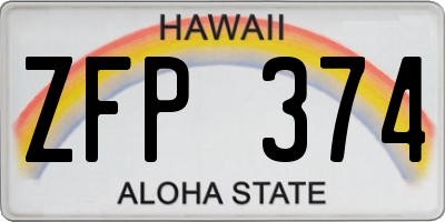HI license plate ZFP374